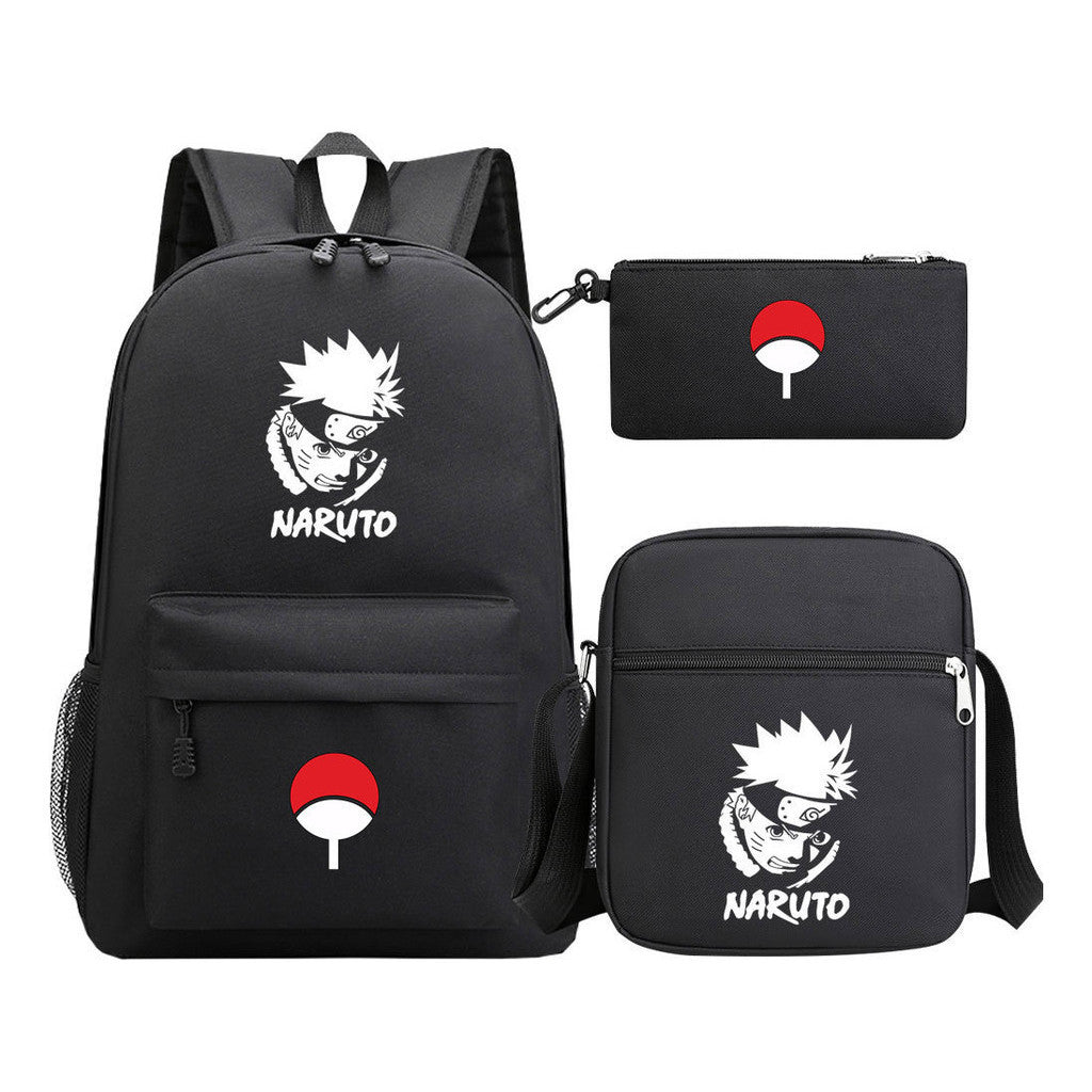 Anime Naruto Starry Sky Youth School Bag Three Piece Set For Men And Women Backpack Set
