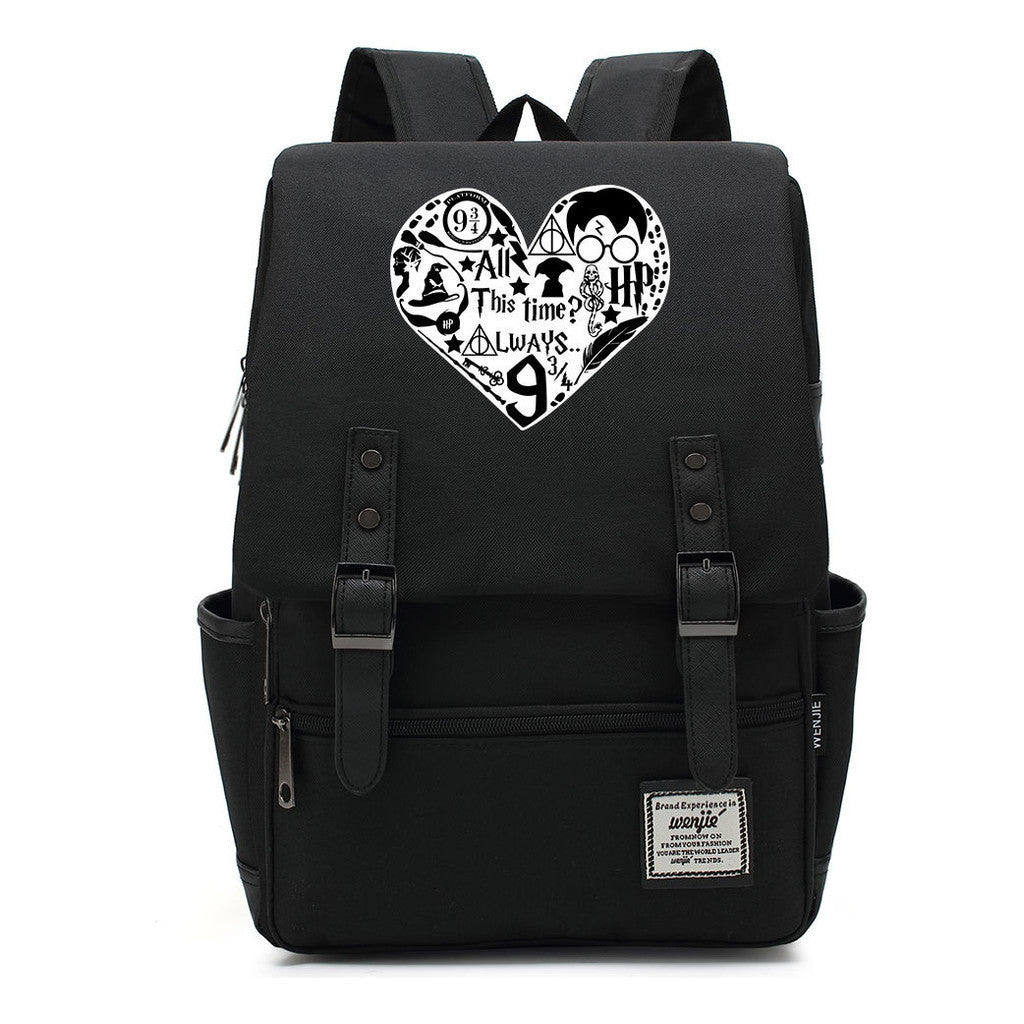 School Of Witchcraft And Wizardry Printed Youth Student School Bag Casual Belt Buckle Classic Backpack