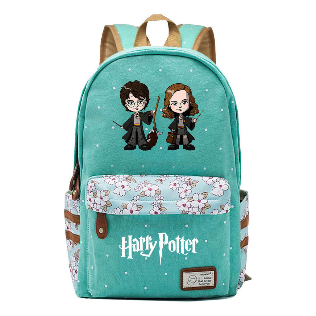 School Of Magic School Teen School Bag Floral Canvas Girl Backpack