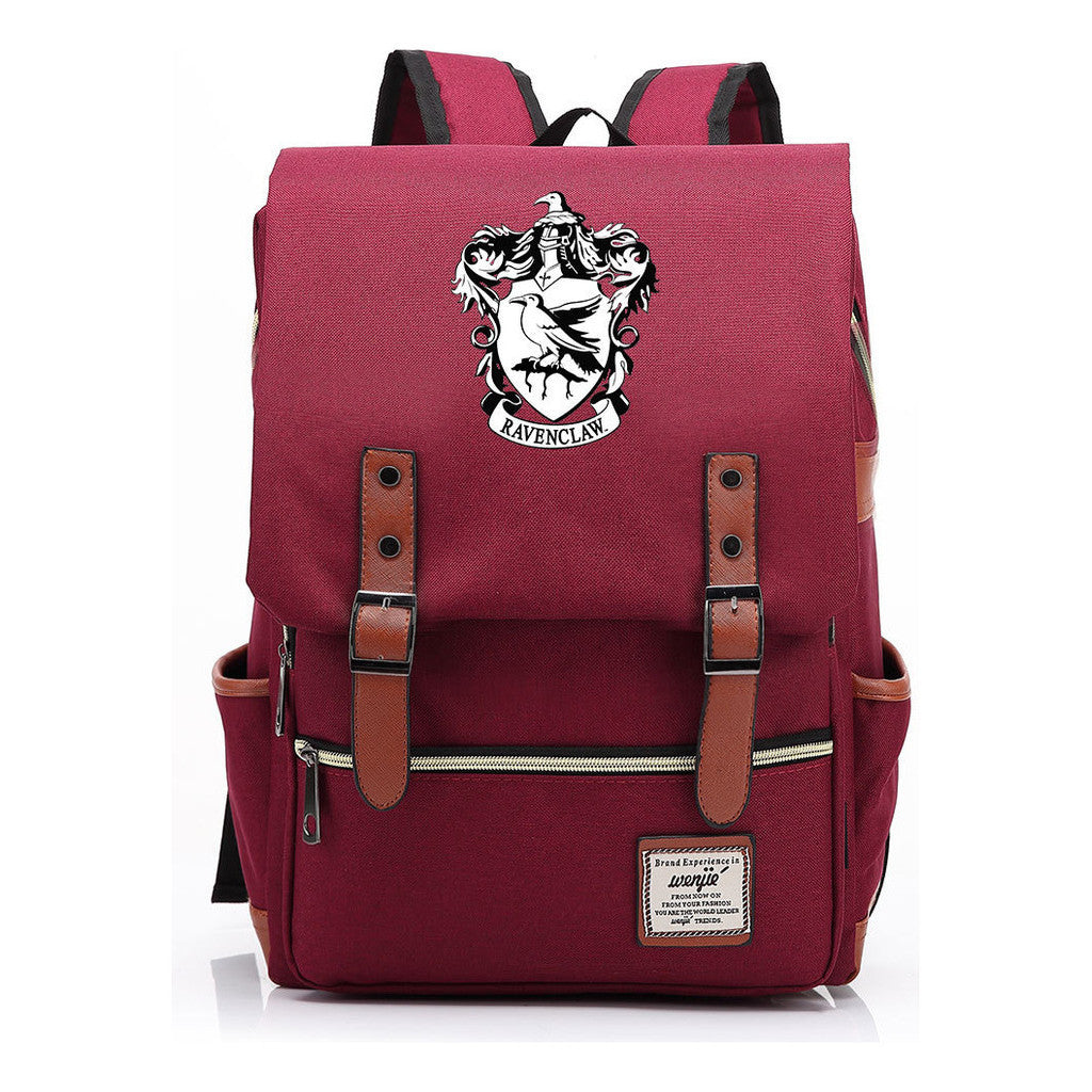 School Of Witchcraft And Wizardry Printed Youth School Bag Casual Belt Buckle Classic Backpack 38*27*12.5cm