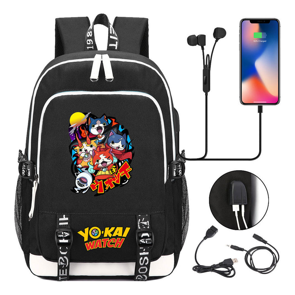 Anime Monster Watch Student School Bag Usb Men's And Women's Leisure Backpack
