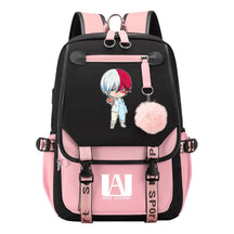 My Heroes Academy Usb Youth Student Backpack For Boys And Girls, Casual Woven Strap Flip Back Backpack