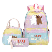 Cartoon Cute Three Bears Youth Student Girls School Bag Lunch Bag Three Piece Set Backpack Set