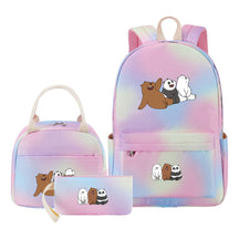 Cartoon Cute Three Cheap Bears Youth Student Girls School Bag Lunch Bag Three Piece Set Backpack Set