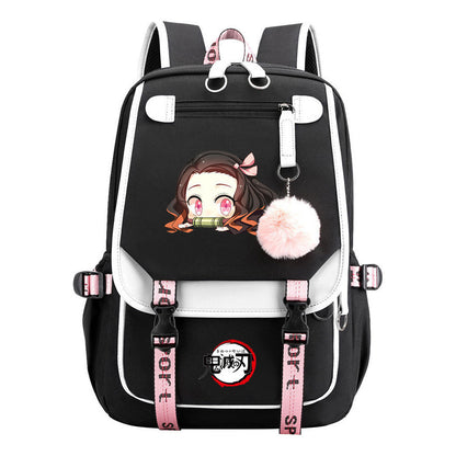 Comic Cartoon Fashion Usb Youth Student Backpack With Casual Woven Strap Flip Back Backpack