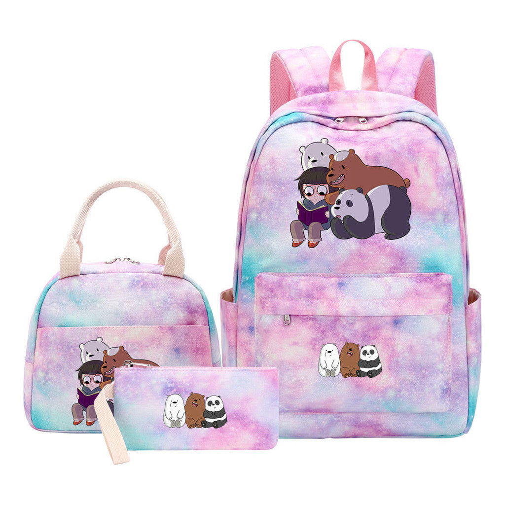Cartoon Cute Three Cheap Bear Student Backpack Lunch Bag Three Piece Set Backpack Set