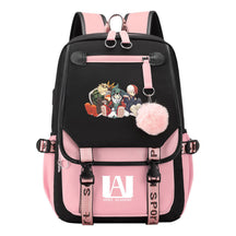 Comics My Heroes Academy Usb Student Backpack Casual Ribbon Flip Backpack