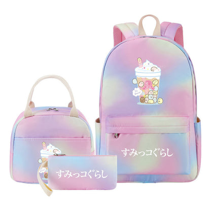 Corner Biology Student School Bag Lunch Bag Three Piece Set Backpack Set