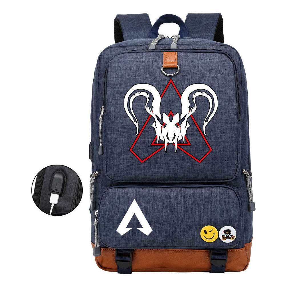 Apex Hero Print Usb Student Backpack Casual Backpack