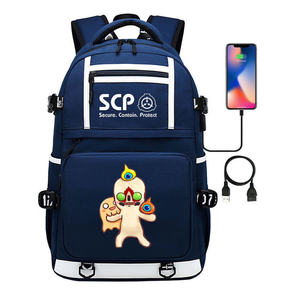 Printed Usb Youth School Bag Leisure Travel Backpack