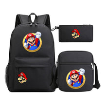 Super Mario Printed Student Backpack Three Piece Set For Men And Women's Backpack Set