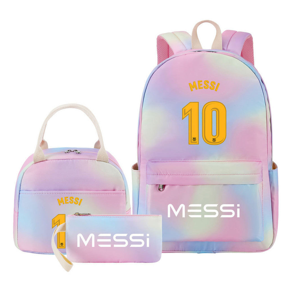 Sports Football Stars, Teenagers, Students, Girls, Backpacks, Lunch Bags, 3-piece Backpack Set