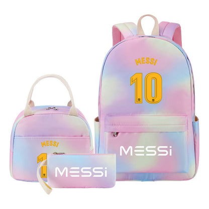 Sports Football Stars, Teenagers, Students, Girls, Backpacks, Lunch Bags, 3-piece Backpack Set