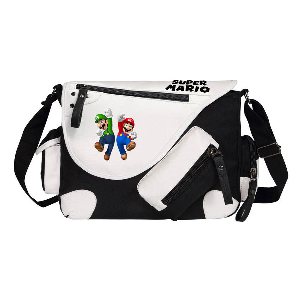 Super Mario Youth Student School Bag Canvas Shoulder Bag Casual Straddle Backpack