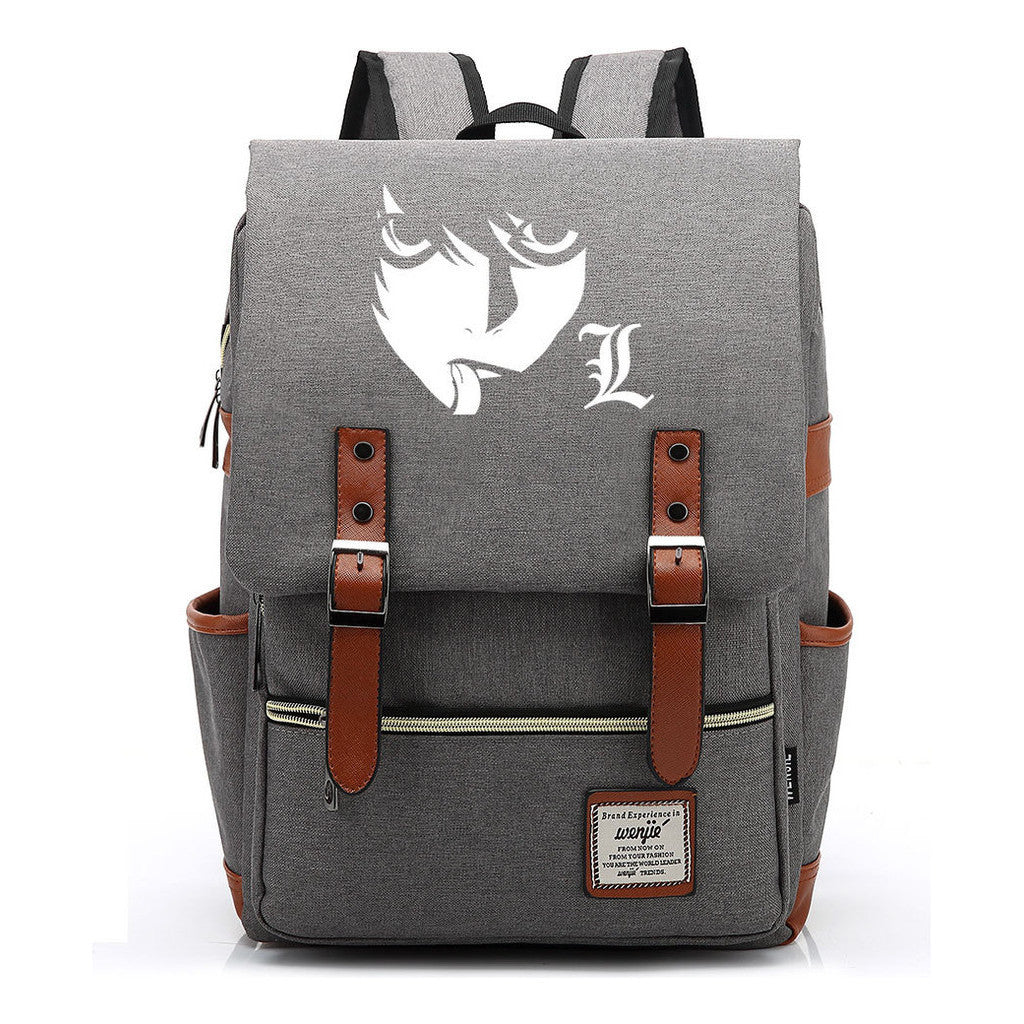 Manga Death Note Youth Student School Bag Men's And Women's Leisure Belt Buckle Backpack