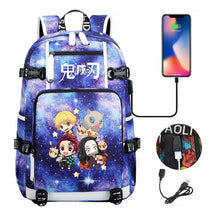 Cartoon Printed Usb Large Capacity Student Backpack For Leisure Travel Backpack
