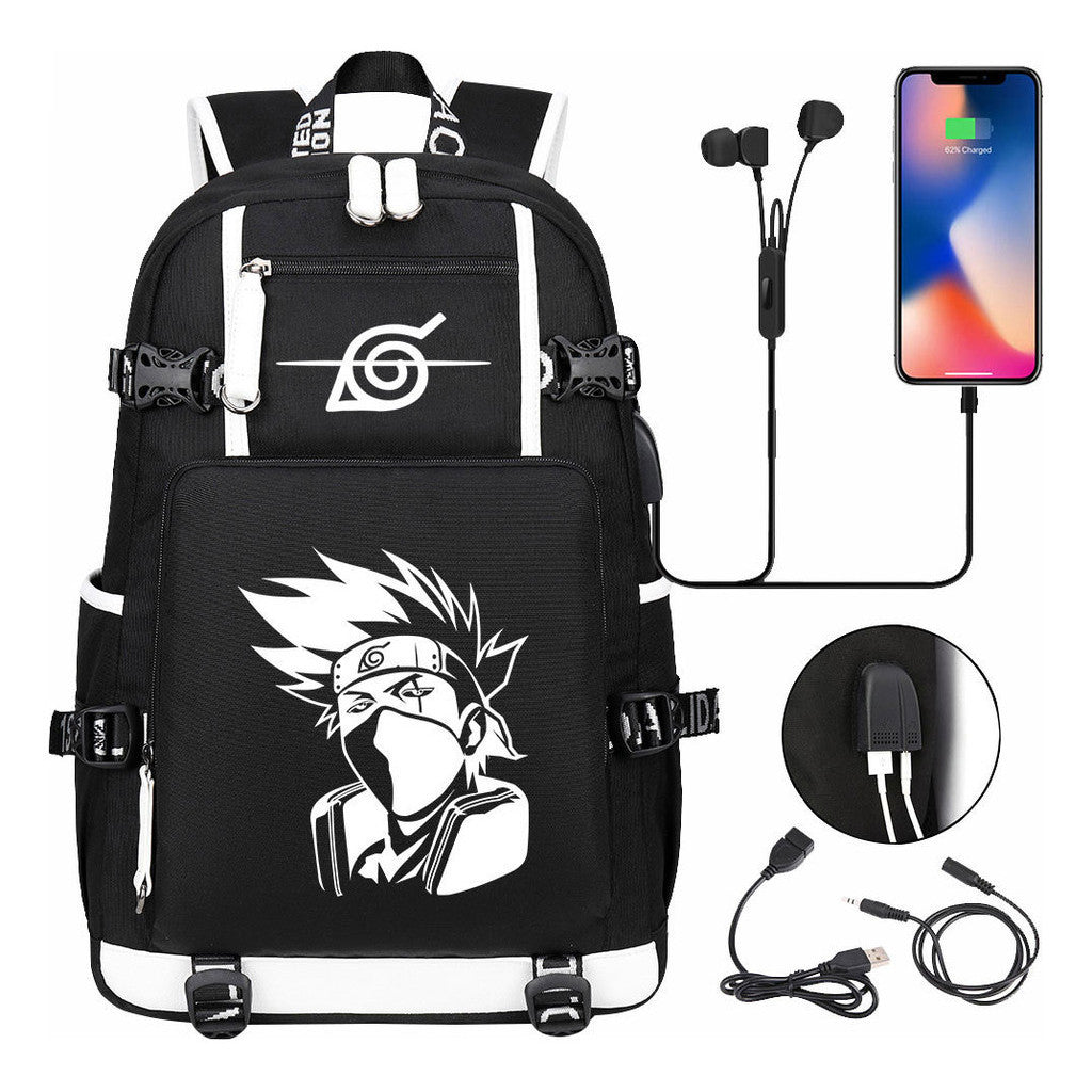 Naruto Usb Large Capacity Youth Student Backpack For Men And Women's Leisure Travel Backpack