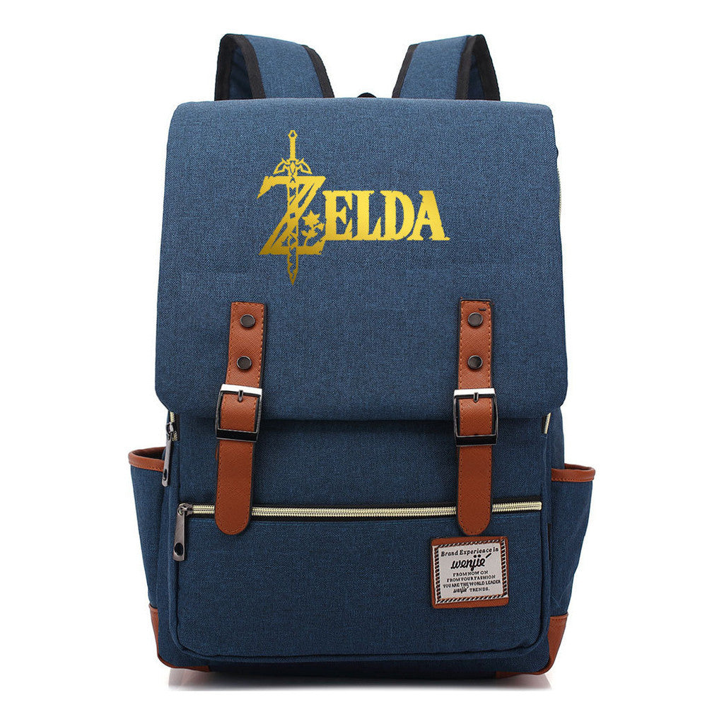 Golden Game Zelda Printed Youth Student Backpack For Men And Women, Casual Belt Buckle, Classic Backpack