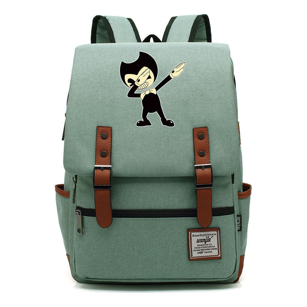 Printed Teenage Student Backpack For Men And Women With Casual Belt Buckle Classic Backpack