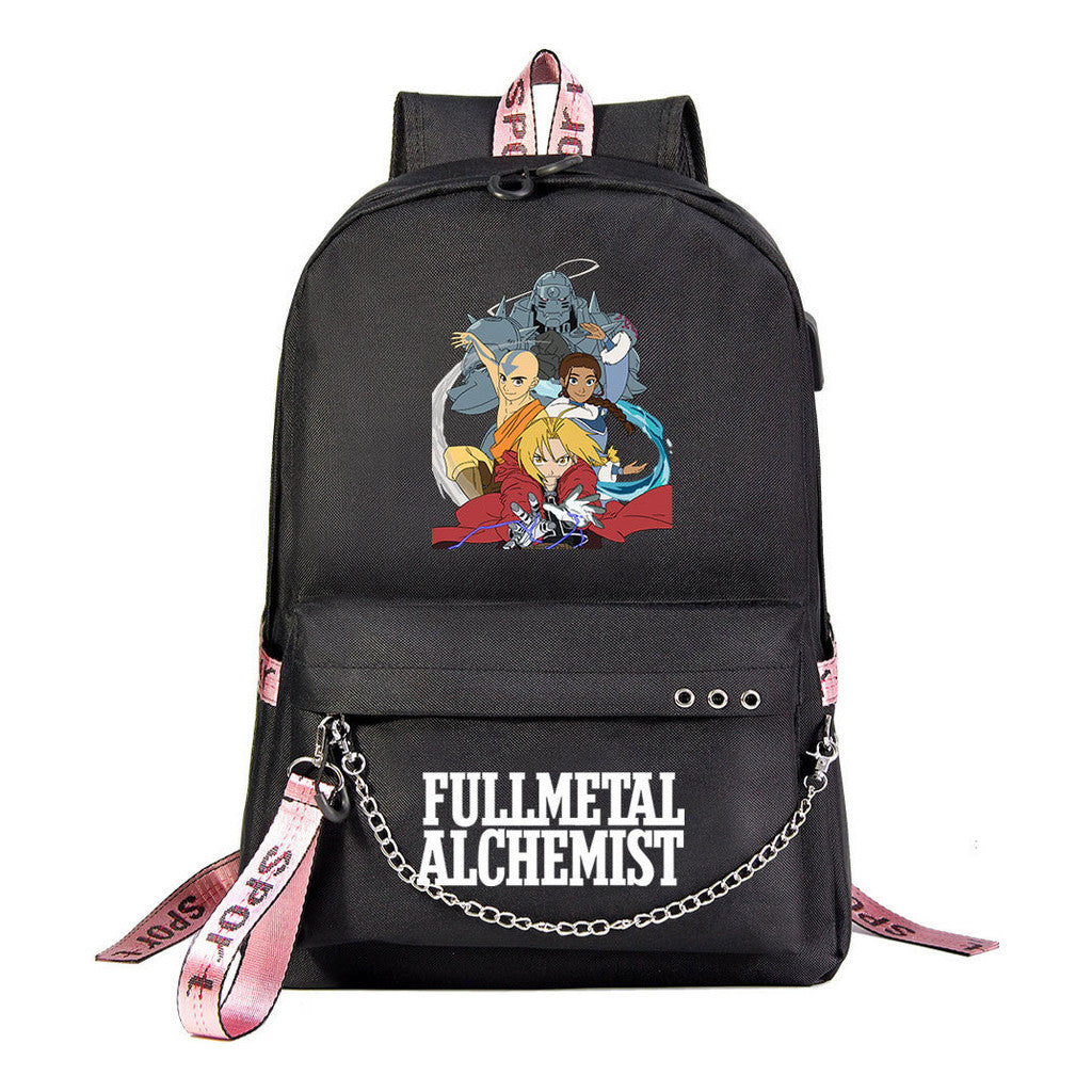 Printed Usb Student Backpack For Men And Women's Leisure Travel Backpack