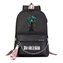 Steel Alchemist Printed Usb Youth Student Backpack For Men And Women's Leisure Travel Backpack