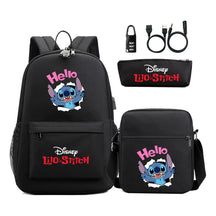 Interstellar Baby Stitch Usb Password Lock Youth Student Backpack 3-piece Set For Men And Women Backpacks