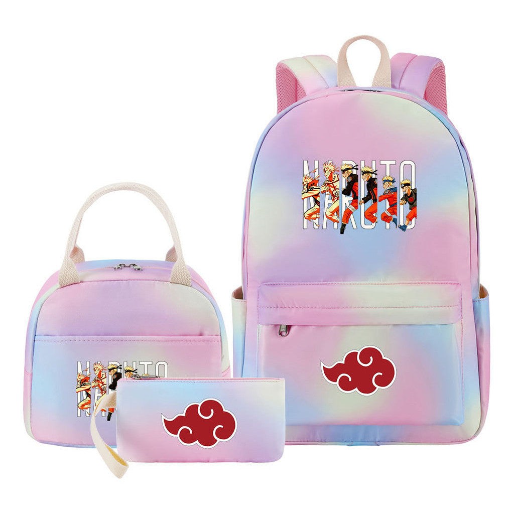 Naruto Teenage Student Girls School Bag Lunch Bag Three Piece Set Backpack Set