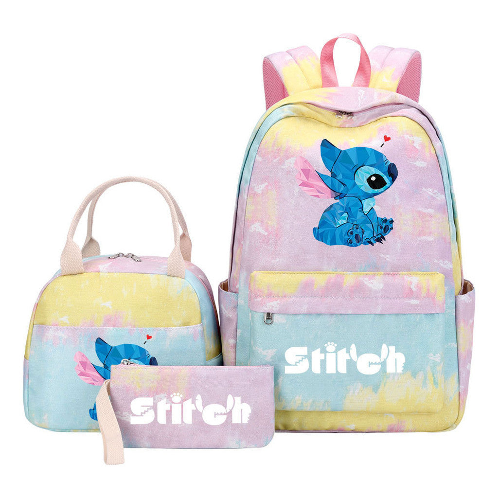 Interstellar Baby Stitch Youth Student Girls School Bag Lunch Bag Three Piece Set Backpack Set
