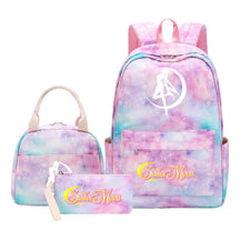 Beautiful Girl Warrior Student Schoolbag Lunch Bag Three Piece Set Backpack Cover