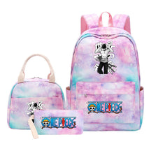 Cartoon Pirate King Youth Student Girls School Bag Lunch Bag Three Piece Set Backpack Set