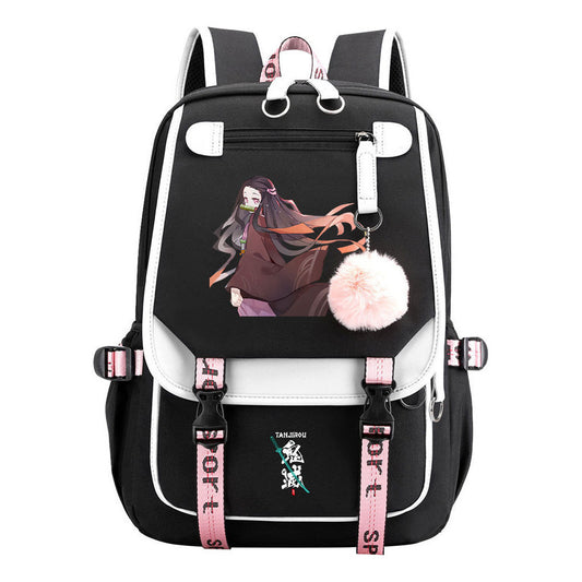 Cartoon Fashion Usb Youth Student School Bag Casual Ribbon Flip Backpack