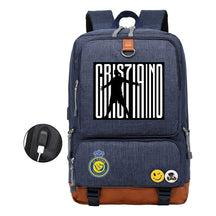 Football Star Cristiano Ronaldo Printed Usb Youth Student Backpack For Leisure Travel Backpack