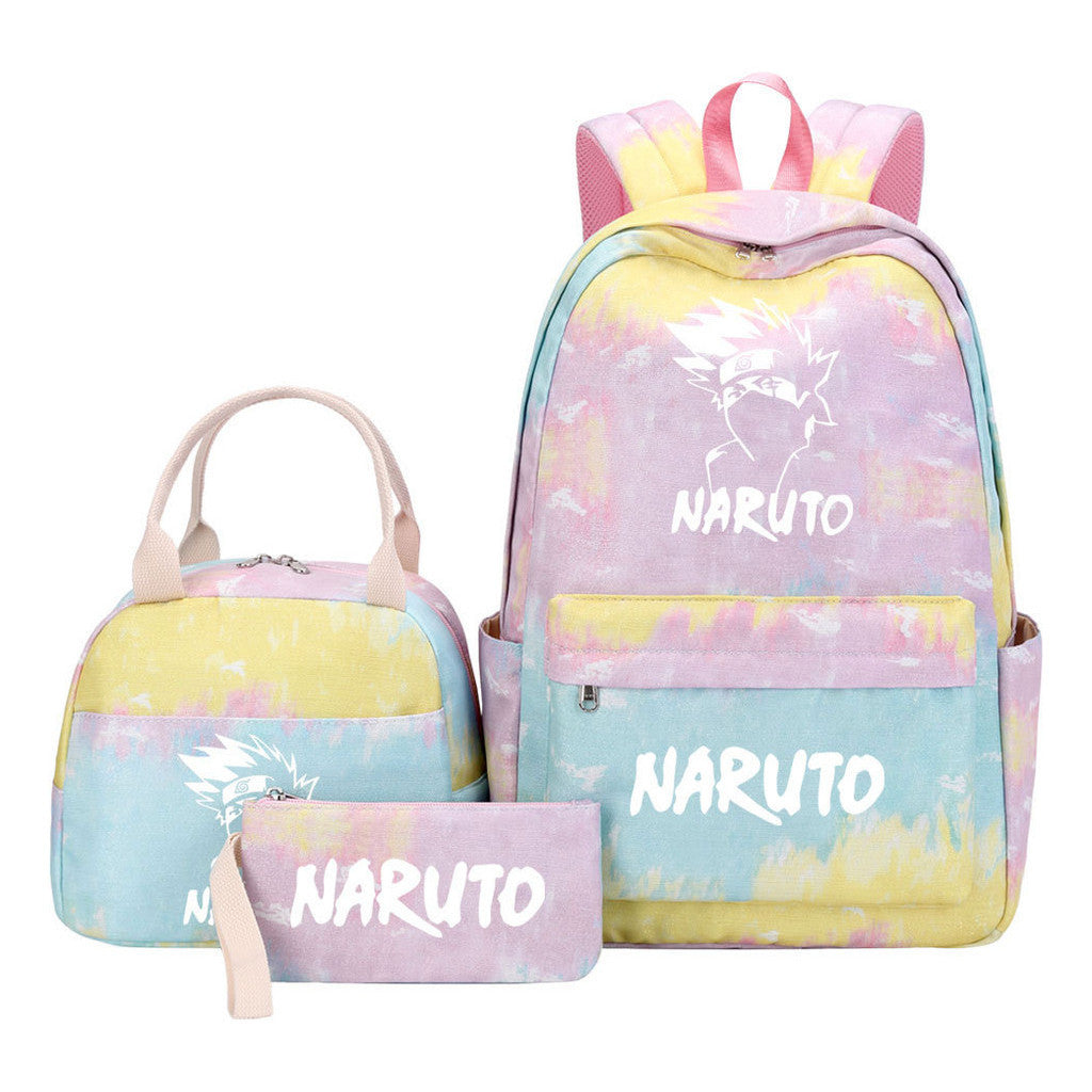 Naruto Teenage Student Girls School Bag Lunch Bag Three Piece Set Backpack Set