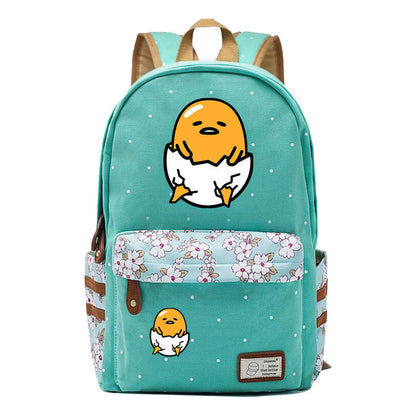 Cartoon Lazy Egg Printed Youth Student School Bag Fragmented Flower Boys And Girls Backpack