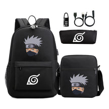 Naruto Usb Password Lock Backpack Three Piece Set For Men And Women Backpack Set