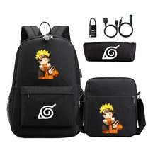 Naruto Usb Password Lock Backpack Three Piece Set For Men And Women Backpack Set