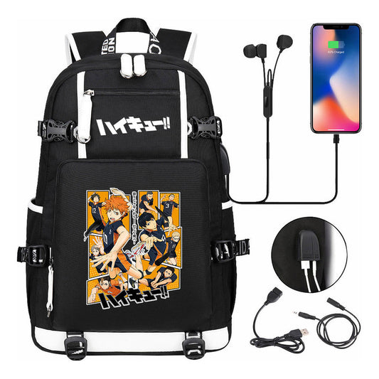 Volleyball Youth Usb Large Capacity Youth Student School Bag Men's And Women's Leisure Travel Backpack