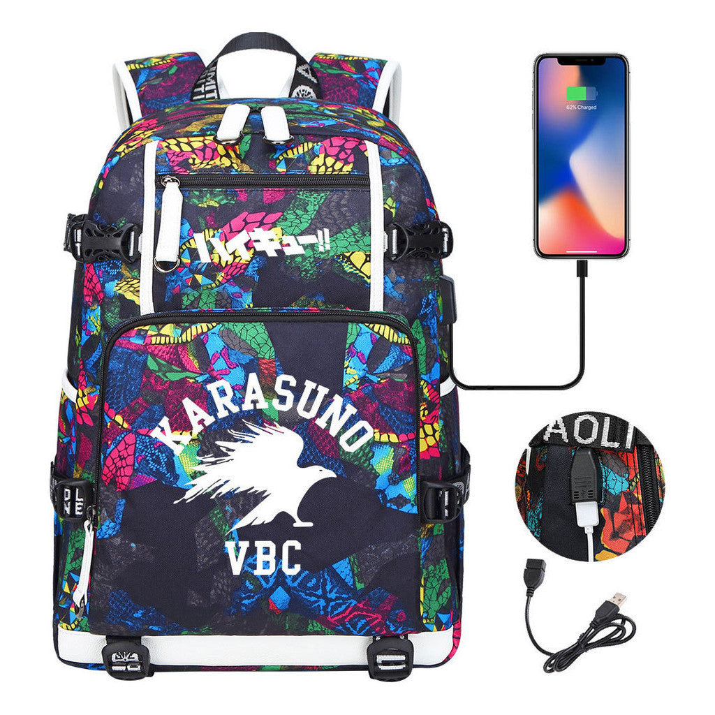 Volleyball Youth Usb Large Capacity Youth Student School Bag Men's And Women's Leisure Travel Backpack