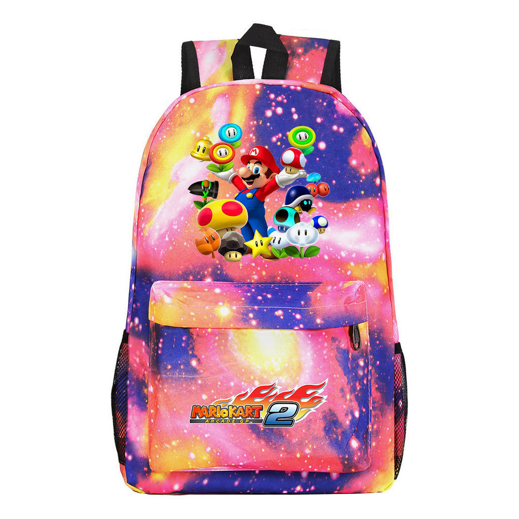 Super Mario Starry Sky Youth Student Backpack For Men And Women's Leisure Travel Backpack