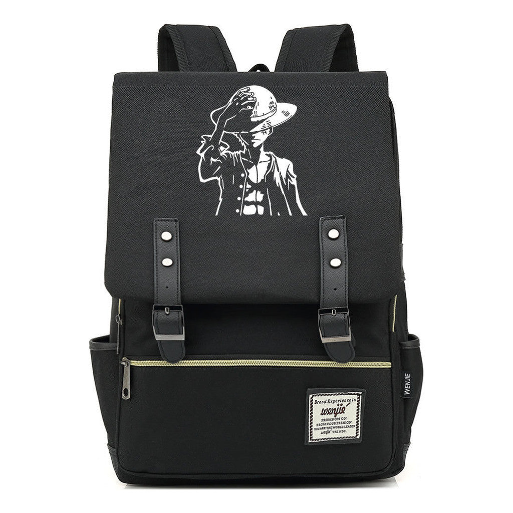 Anime Pirate King Luffy Printed Youth Student School Bag Casual Belt Buckle Classic Backpack