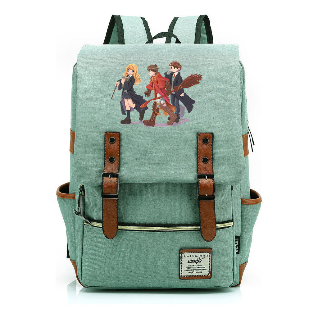 School Of Witchcraft And Wizardry Printed Youth Student School Bag Casual Belt Buckle Classic Backpack