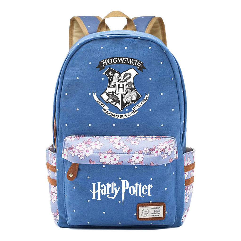 School Of Witchcraft And Wizardry Youth Student Backpack, Floral Canvas, Female Backpack