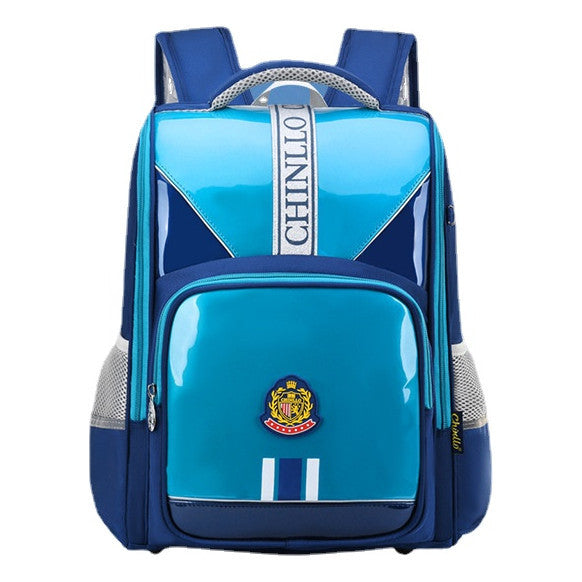 Shiny Leather Waterproof Elementary School Backpack With Anti Slip Foot Nails
