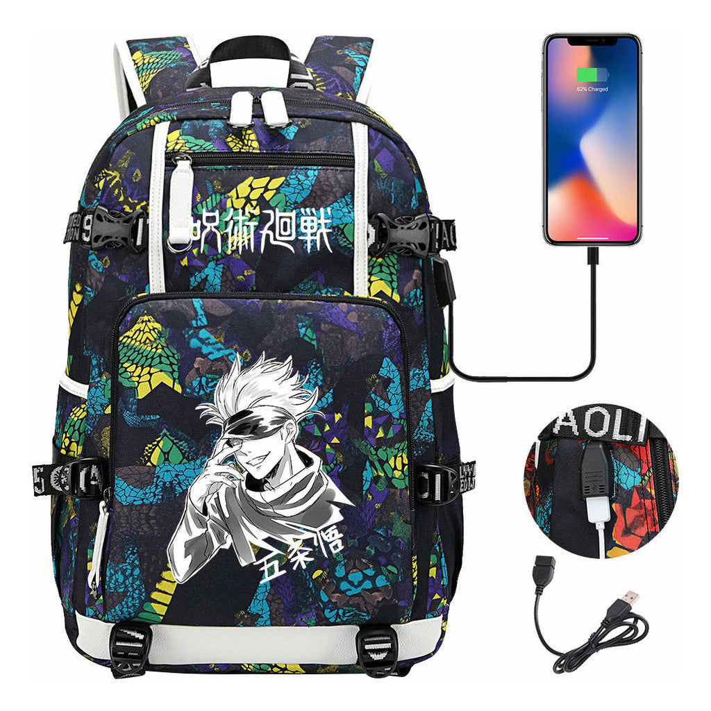 Printed Usb Youth Student Backpack Leisure Large Capacity Travel Backpack