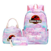 Jurassic Park Dinosaur Youth Student Girls School Bag Lunch Bag Three Piece Set Backpack Set
