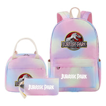 Jurassic Park Dinosaur Youth Student Girls School Bag Lunch Bag Three Piece Set Backpack Set