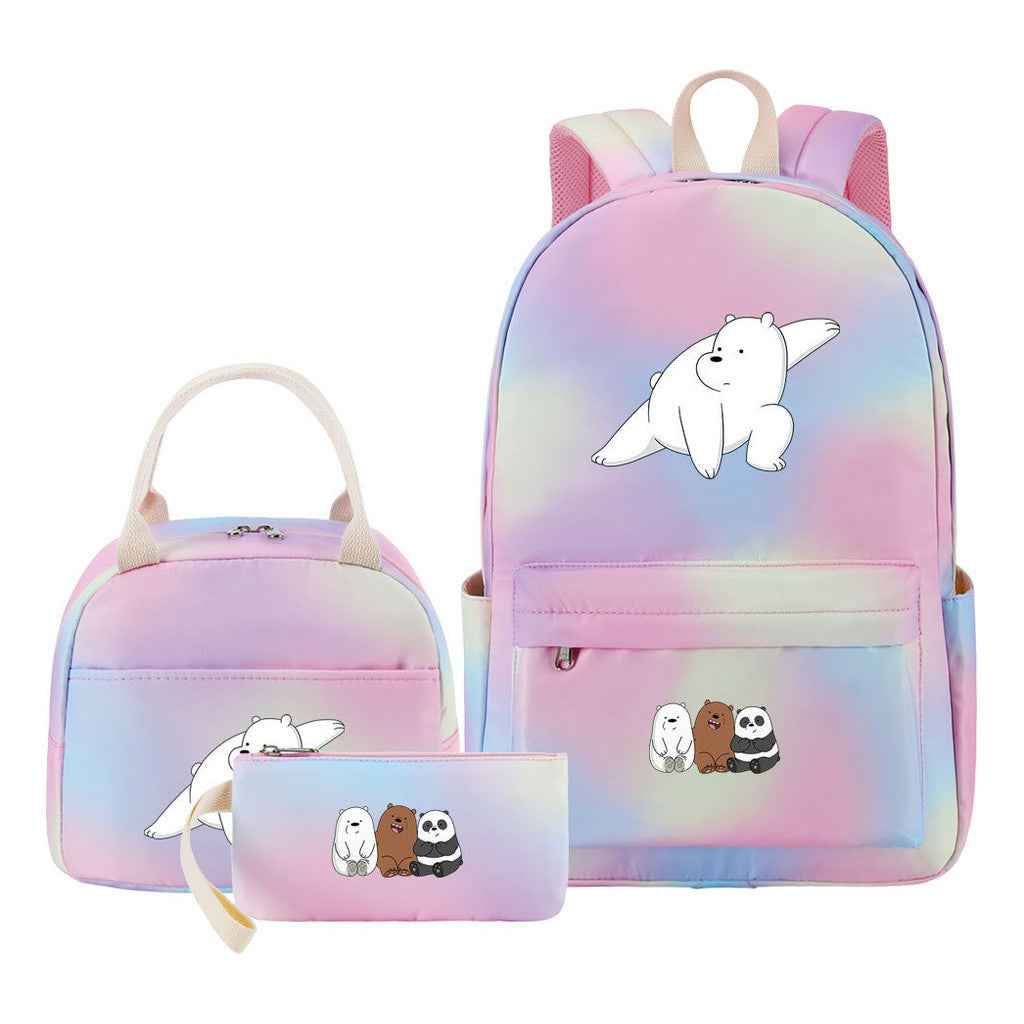 Cartoon Cute Three Cheap Bear Student Backpack Lunch Bag Three Piece Set Backpack Set