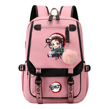 Comic Cartoon Fashion Usb Student Backpack Casual Woven Flap Backpack