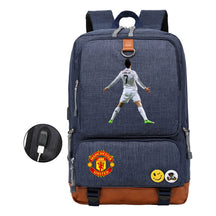 Football Star Cristiano Ronaldo Printed Usb Youth Backpack For Leisure Travel Backpack