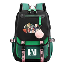 Comics My Heroes Academy Usb Student Backpack Casual Ribbon Flip Backpack